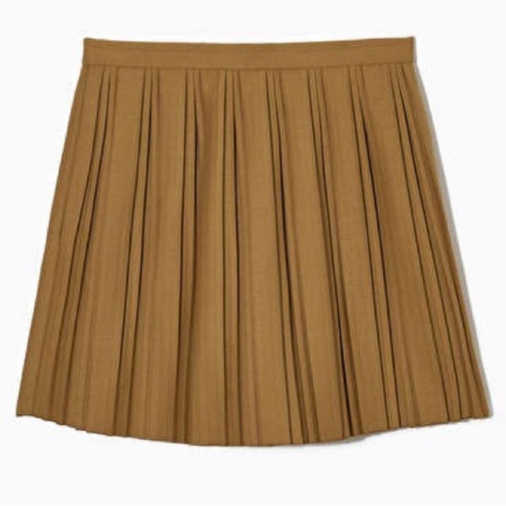 COS Pleated Wool-Blend Mini Skirt in Light Brown